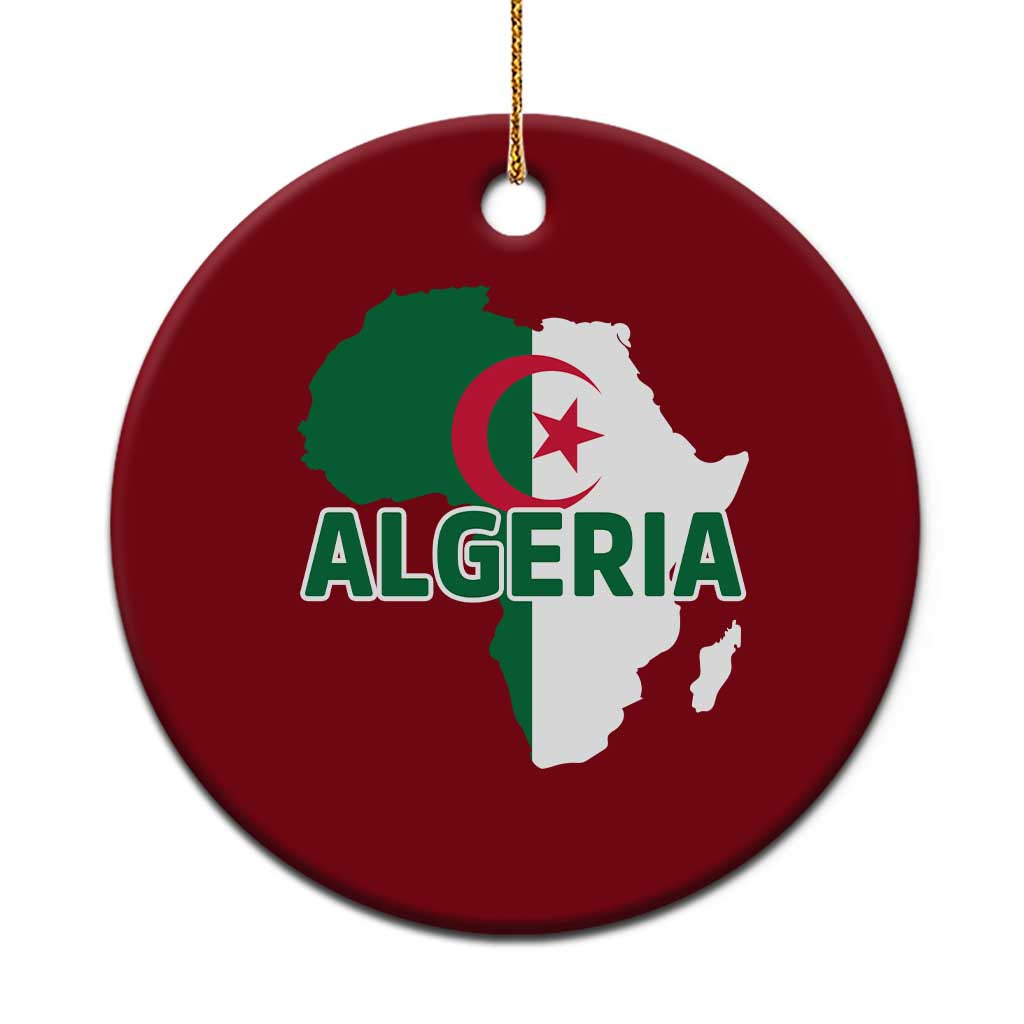Algeria Algerian Pride Map of Africa Heritage Graphic Ceramic Ornament Patriotic North African Roots National Flag