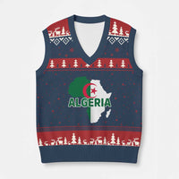 Algeria Algerian Pride Map of Africa Heritage Graphic V-Neck Knit Sweater Vest Patriotic North African Roots National Flag