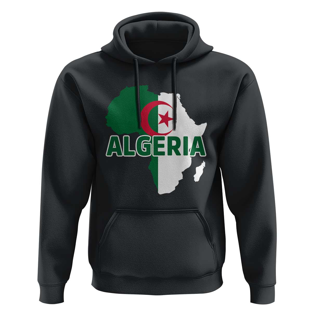 Algeria Algerian Pride Map of Africa Heritage Graphic Hoodie Patriotic North African Roots National Flag