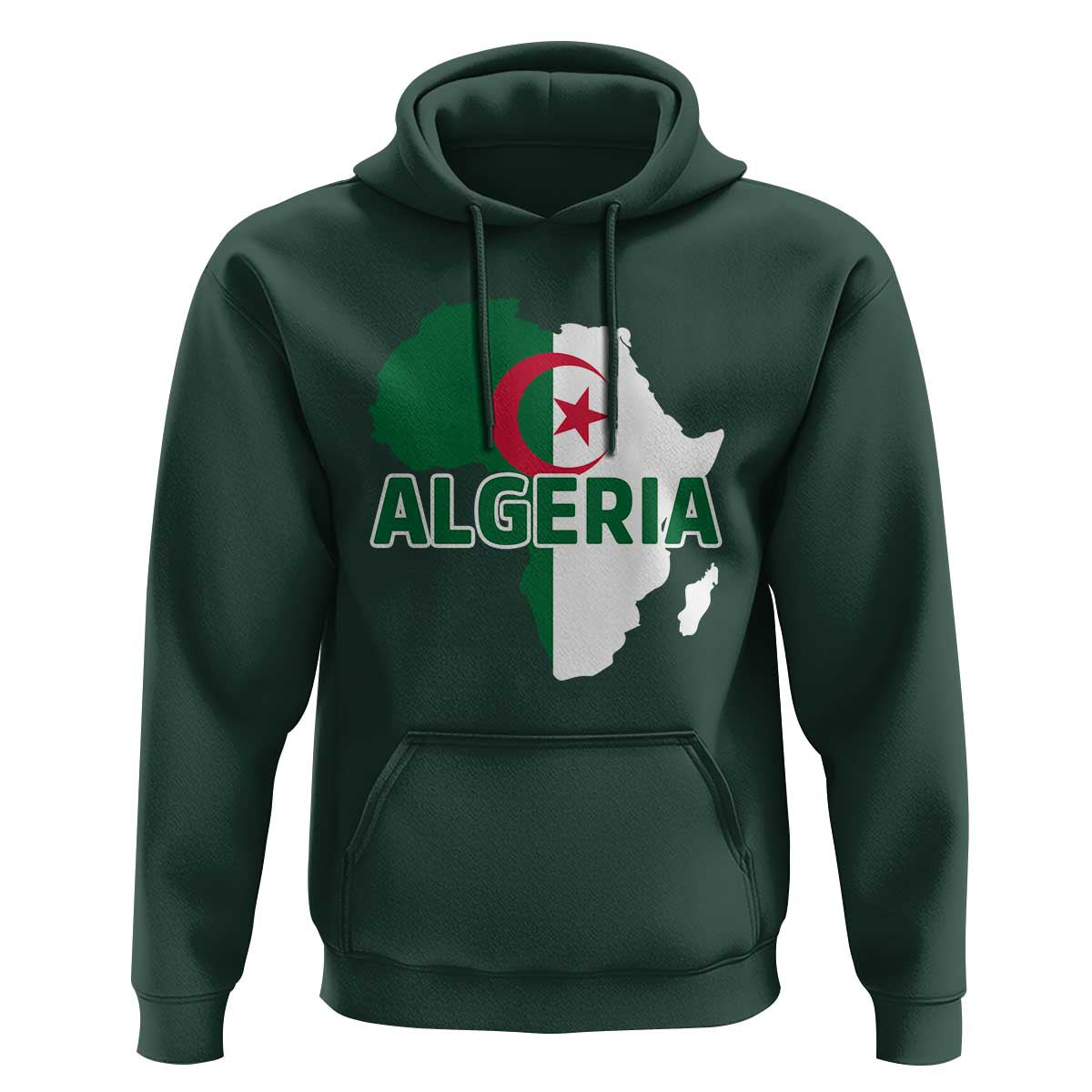 Algeria Algerian Pride Map of Africa Heritage Graphic Hoodie Patriotic North African Roots National Flag
