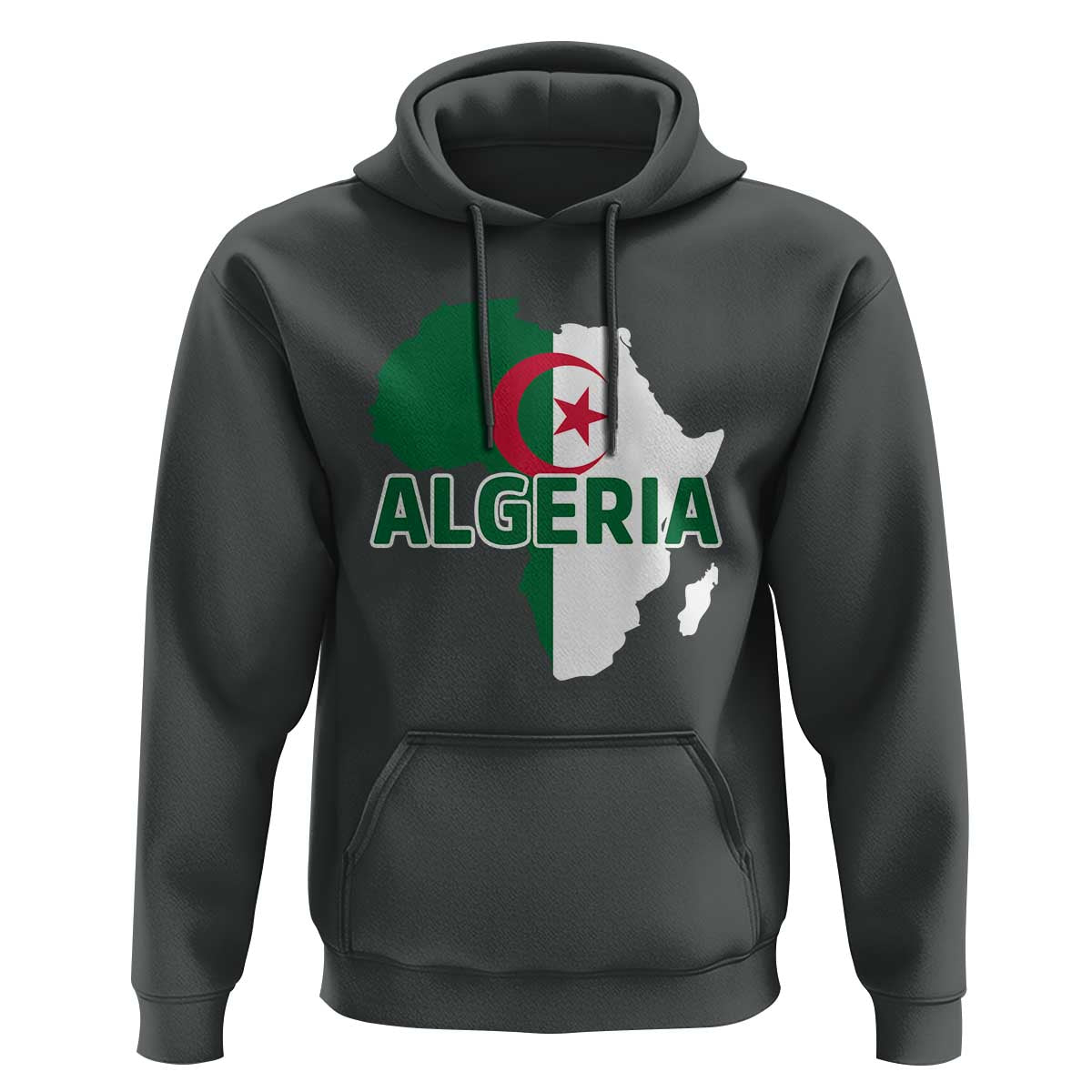 Algeria Algerian Pride Map of Africa Heritage Graphic Hoodie Patriotic North African Roots National Flag