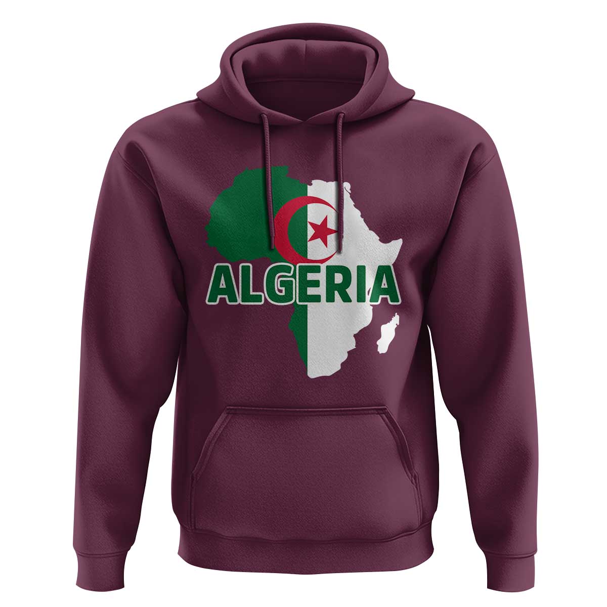 Algeria Algerian Pride Map of Africa Heritage Graphic Hoodie Patriotic North African Roots National Flag