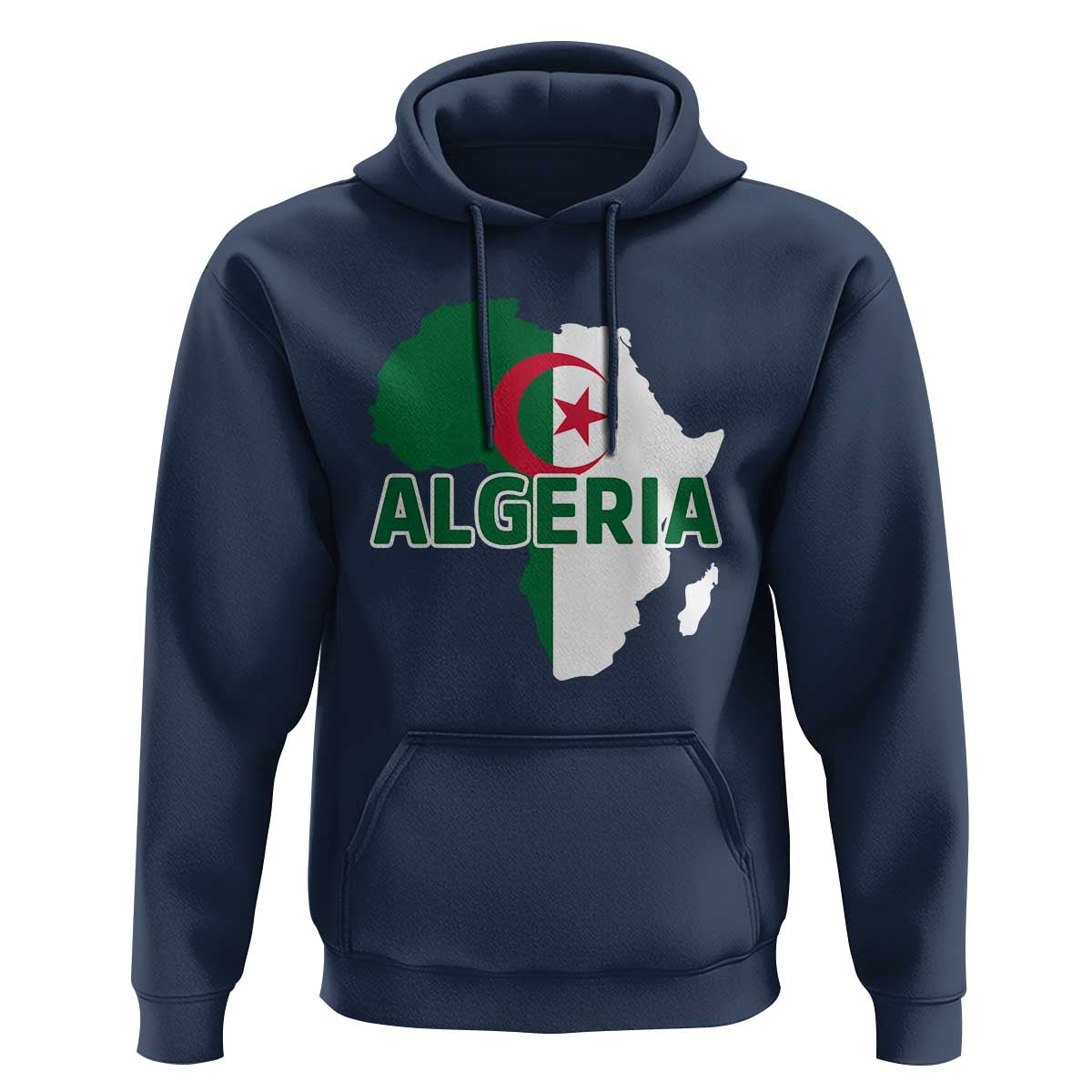 Algeria Algerian Pride Map of Africa Heritage Graphic Hoodie Patriotic North African Roots National Flag