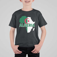 Algeria Algerian Pride Map of Africa Heritage Graphic T Shirt For Kid Patriotic North African Roots National Flag