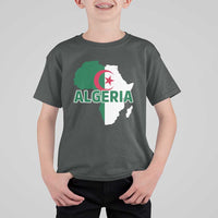 Algeria Algerian Pride Map of Africa Heritage Graphic T Shirt For Kid Patriotic North African Roots National Flag