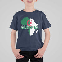 Algeria Algerian Pride Map of Africa Heritage Graphic T Shirt For Kid Patriotic North African Roots National Flag
