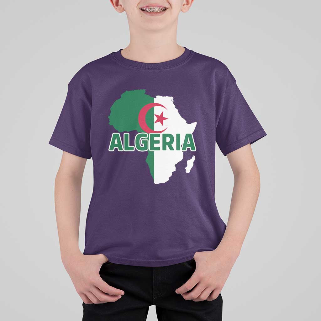 Algeria Algerian Pride Map of Africa Heritage Graphic T Shirt For Kid Patriotic North African Roots National Flag