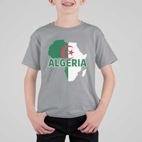 Algeria Algerian Pride Map of Africa Heritage Graphic T Shirt For Kid Patriotic North African Roots National Flag