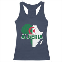 Algeria Algerian Pride Map of Africa Heritage Graphic Racerback Tank Top Patriotic North African Roots National Flag