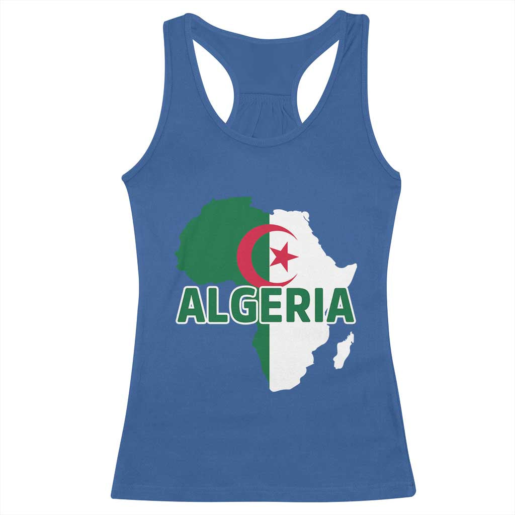 Algeria Algerian Pride Map of Africa Heritage Graphic Racerback Tank Top Patriotic North African Roots National Flag