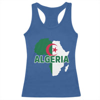 Algeria Algerian Pride Map of Africa Heritage Graphic Racerback Tank Top Patriotic North African Roots National Flag