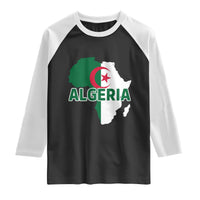 Algeria Algerian Pride Map of Africa Heritage Graphic Raglan Shirt Patriotic North African Roots National Flag