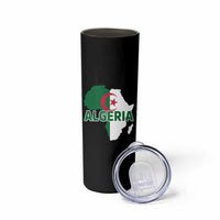Algeria Algerian Pride Map of Africa Heritage Graphic Skinny Tumbler Patriotic North African Roots National Flag