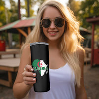 Algeria Algerian Pride Map of Africa Heritage Graphic Skinny Tumbler Patriotic North African Roots National Flag