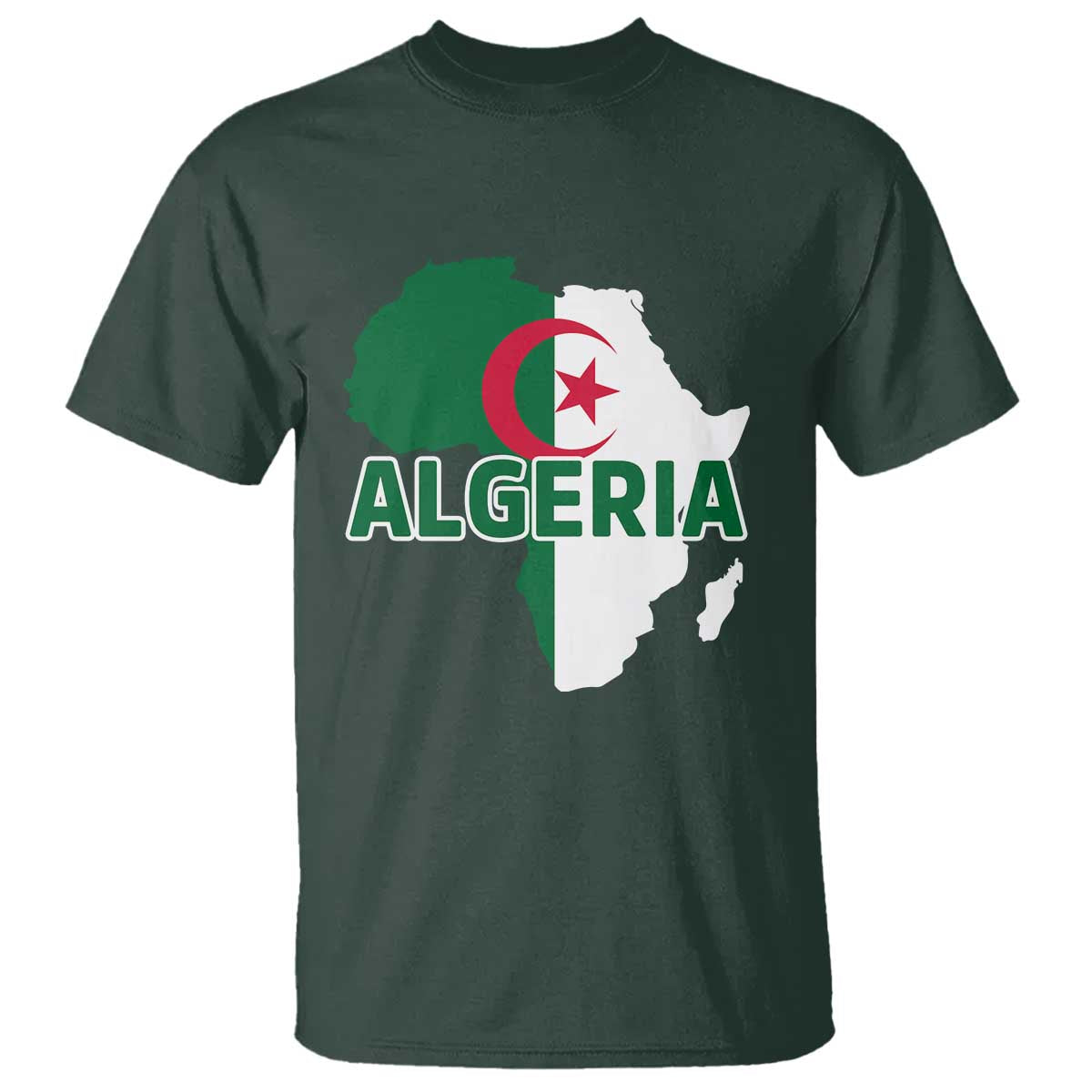 Algeria Algerian Pride Map of Africa Heritage Graphic T Shirt Patriotic North African Roots National Flag