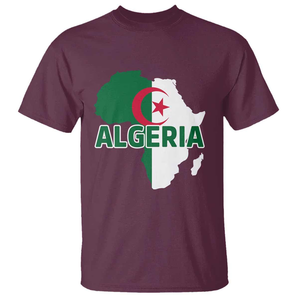 Algeria Algerian Pride Map of Africa Heritage Graphic T Shirt Patriotic North African Roots National Flag