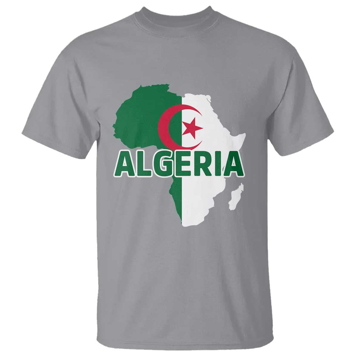 Algeria Algerian Pride Map of Africa Heritage Graphic T Shirt Patriotic North African Roots National Flag