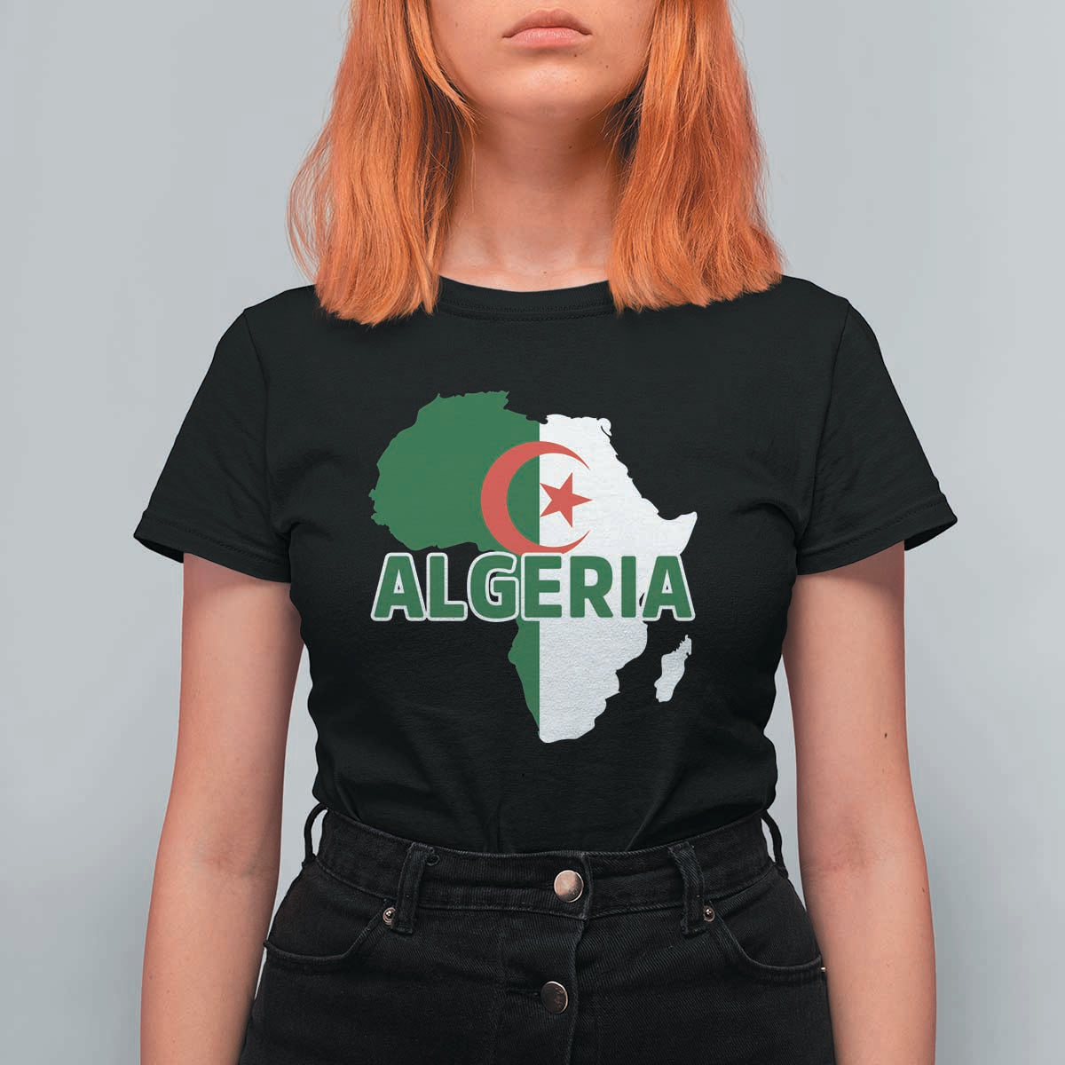 Algeria Algerian Pride Map of Africa Heritage Graphic T Shirt For Women Patriotic North African Roots National Flag