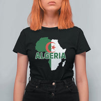 Algeria Algerian Pride Map of Africa Heritage Graphic T Shirt For Women Patriotic North African Roots National Flag