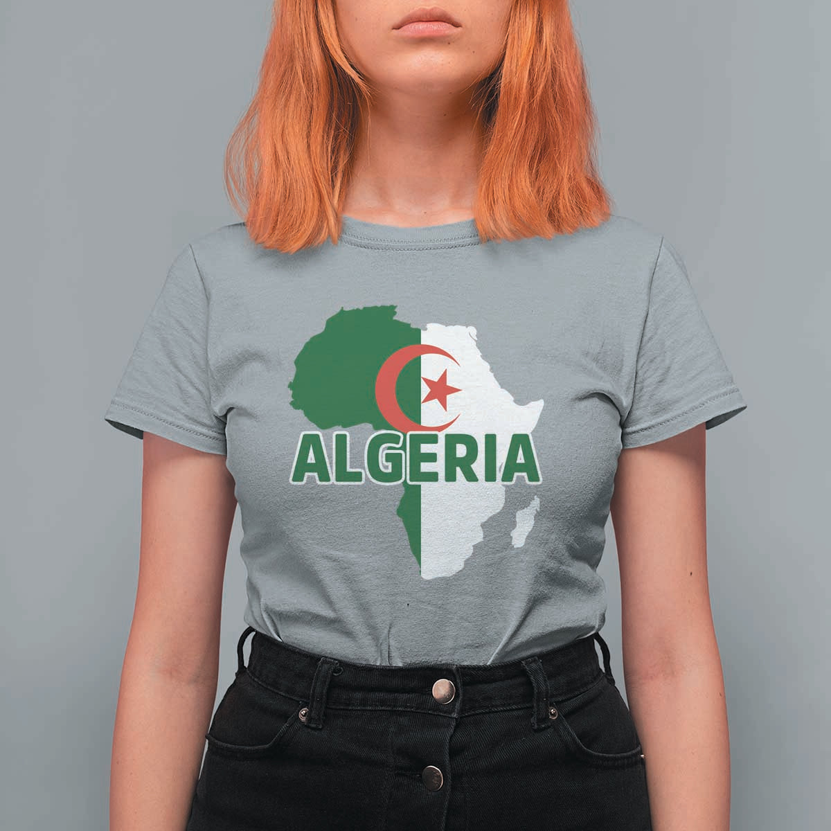 Algeria Algerian Pride Map of Africa Heritage Graphic T Shirt For Women Patriotic North African Roots National Flag