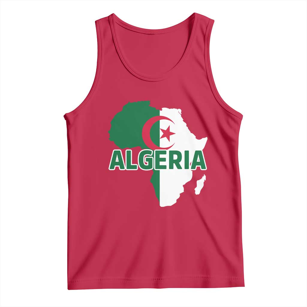 Algeria Algerian Pride Map of Africa Heritage Graphic Tank Top Patriotic North African Roots National Flag