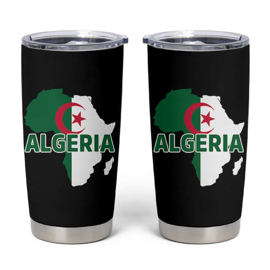 Algeria Algerian Pride Map of Africa Heritage Graphic Tumbler Cup Patriotic North African Roots National Flag