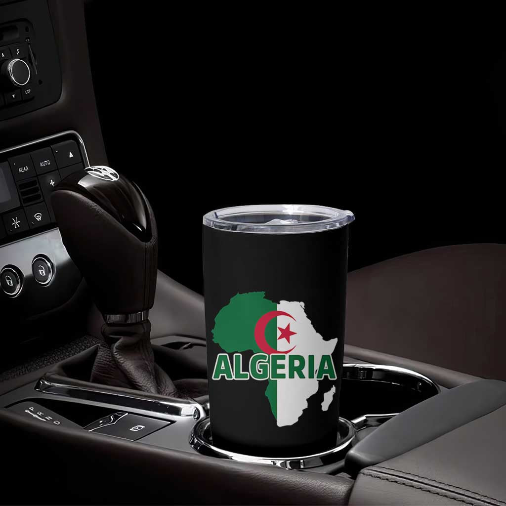 Algeria Algerian Pride Map of Africa Heritage Graphic Tumbler Cup Patriotic North African Roots National Flag