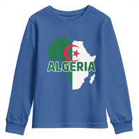 Algeria Algerian Pride Map of Africa Heritage Graphic Youth Sweatshirt Patriotic North African Roots National Flag