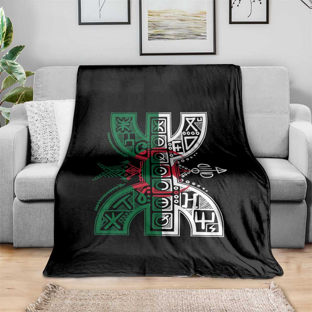 Algeria Amazigh Berber Yaz Symbol Algerian Flag Heritage Graphic Throw Blanket Traditional North African Tribal Culture Art