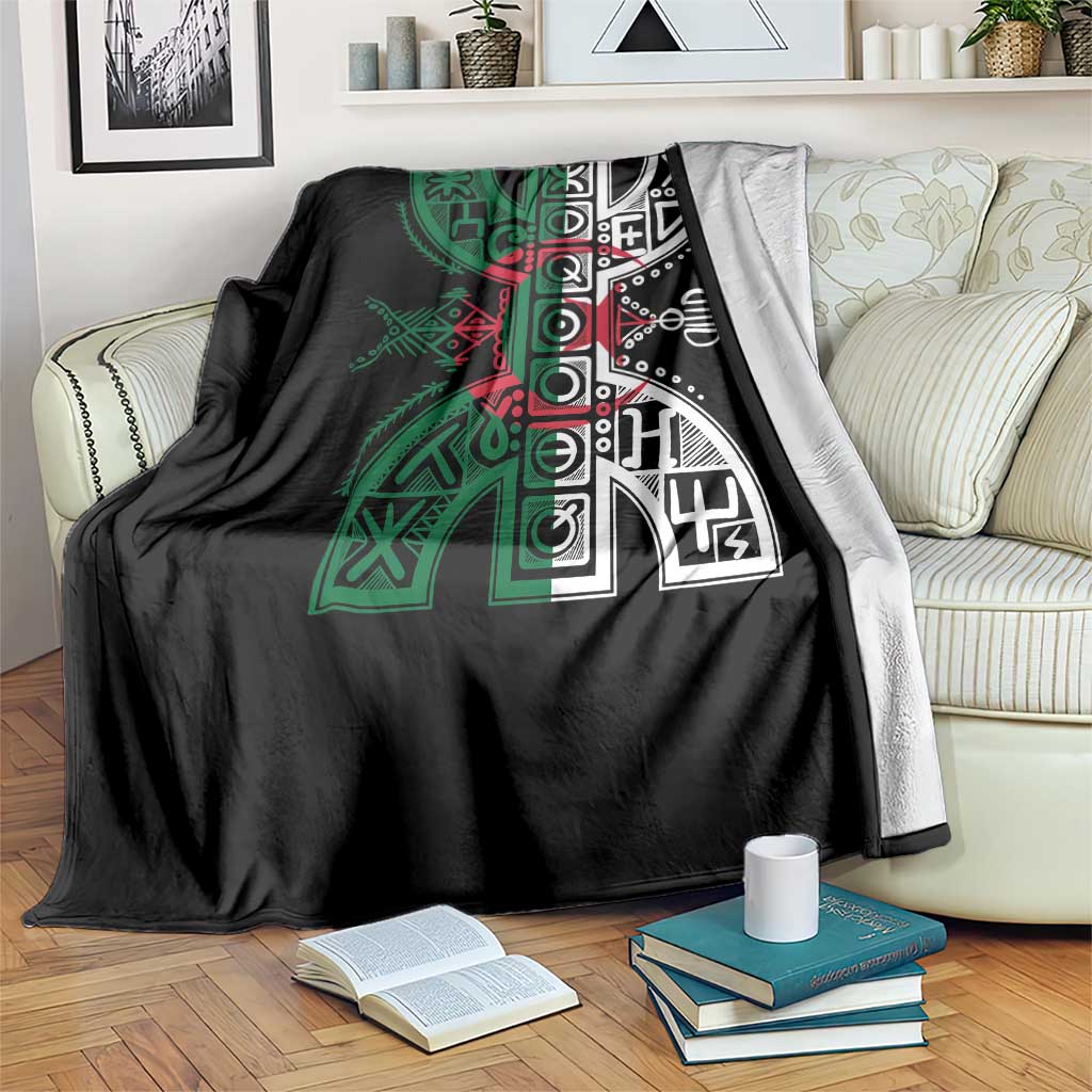 Algeria Amazigh Berber Yaz Symbol Algerian Flag Heritage Graphic Throw Blanket Traditional North African Tribal Culture Art