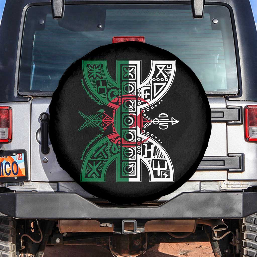 Algeria Amazigh Berber Yaz Symbol Algerian Flag Heritage Graphic Spare Tire Cover Traditional North African Tribal Culture Art