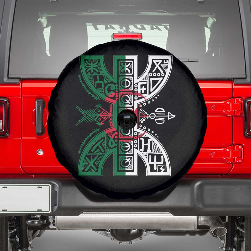Algeria Amazigh Berber Yaz Symbol Algerian Flag Heritage Graphic Spare Tire Cover Traditional North African Tribal Culture Art