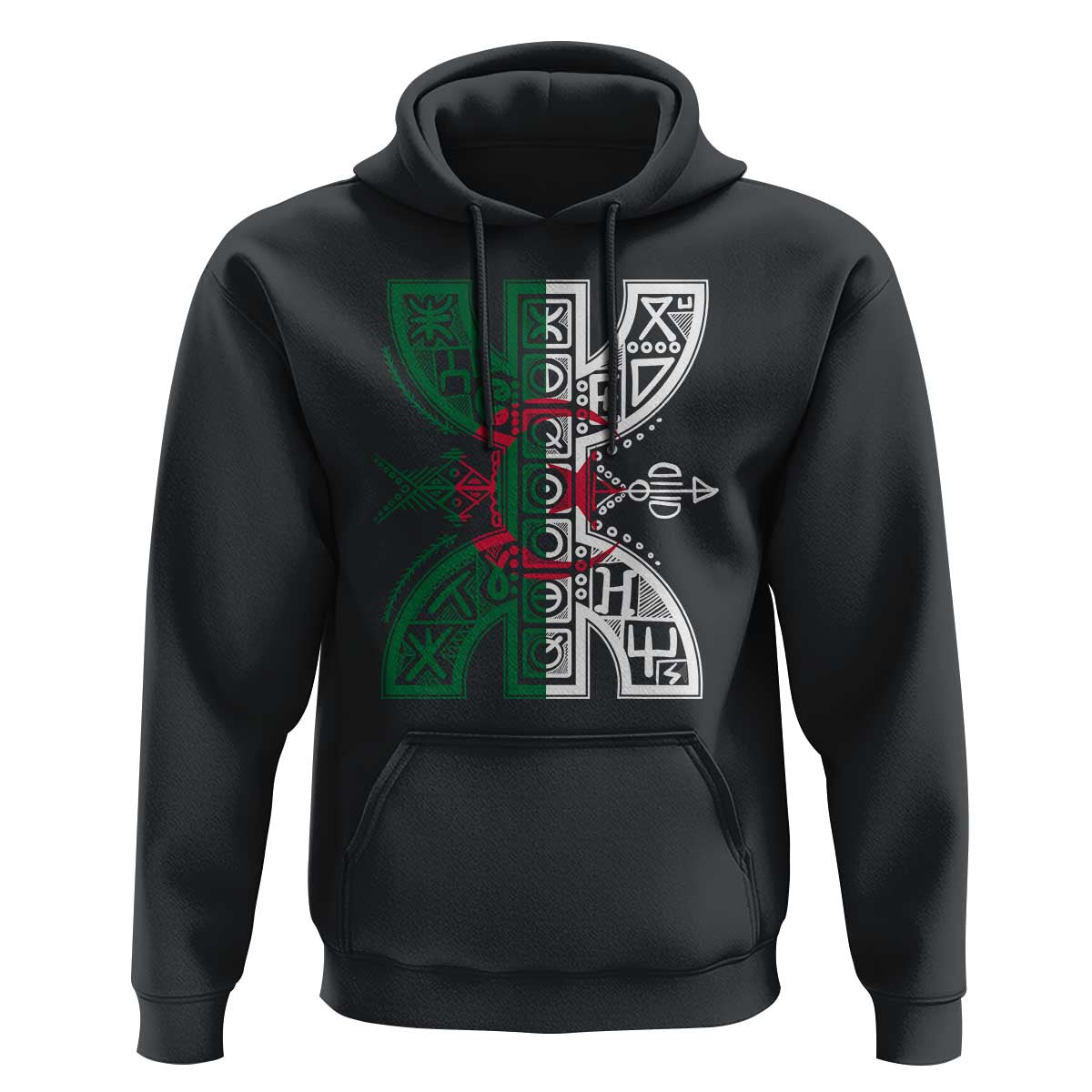Algeria Amazigh Berber Yaz Symbol Algerian Flag Heritage Graphic Hoodie Traditional North African Tribal Culture Art