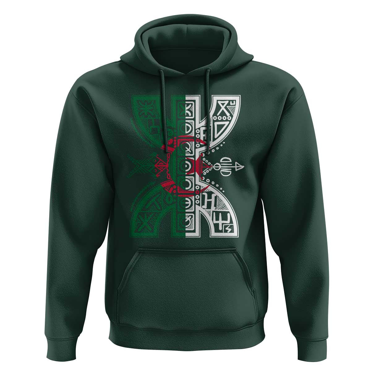 Algeria Amazigh Berber Yaz Symbol Algerian Flag Heritage Graphic Hoodie Traditional North African Tribal Culture Art