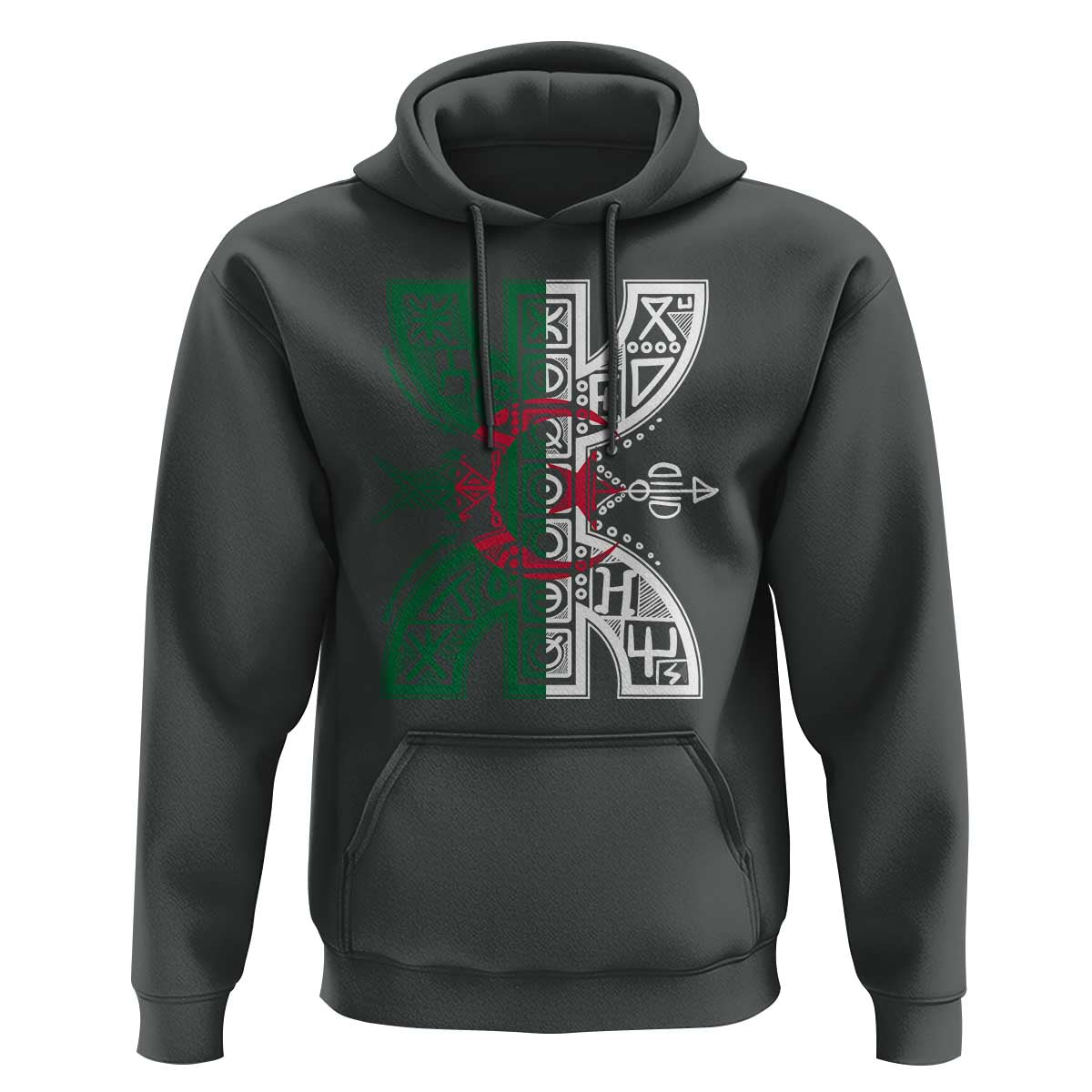 Algeria Amazigh Berber Yaz Symbol Algerian Flag Heritage Graphic Hoodie Traditional North African Tribal Culture Art