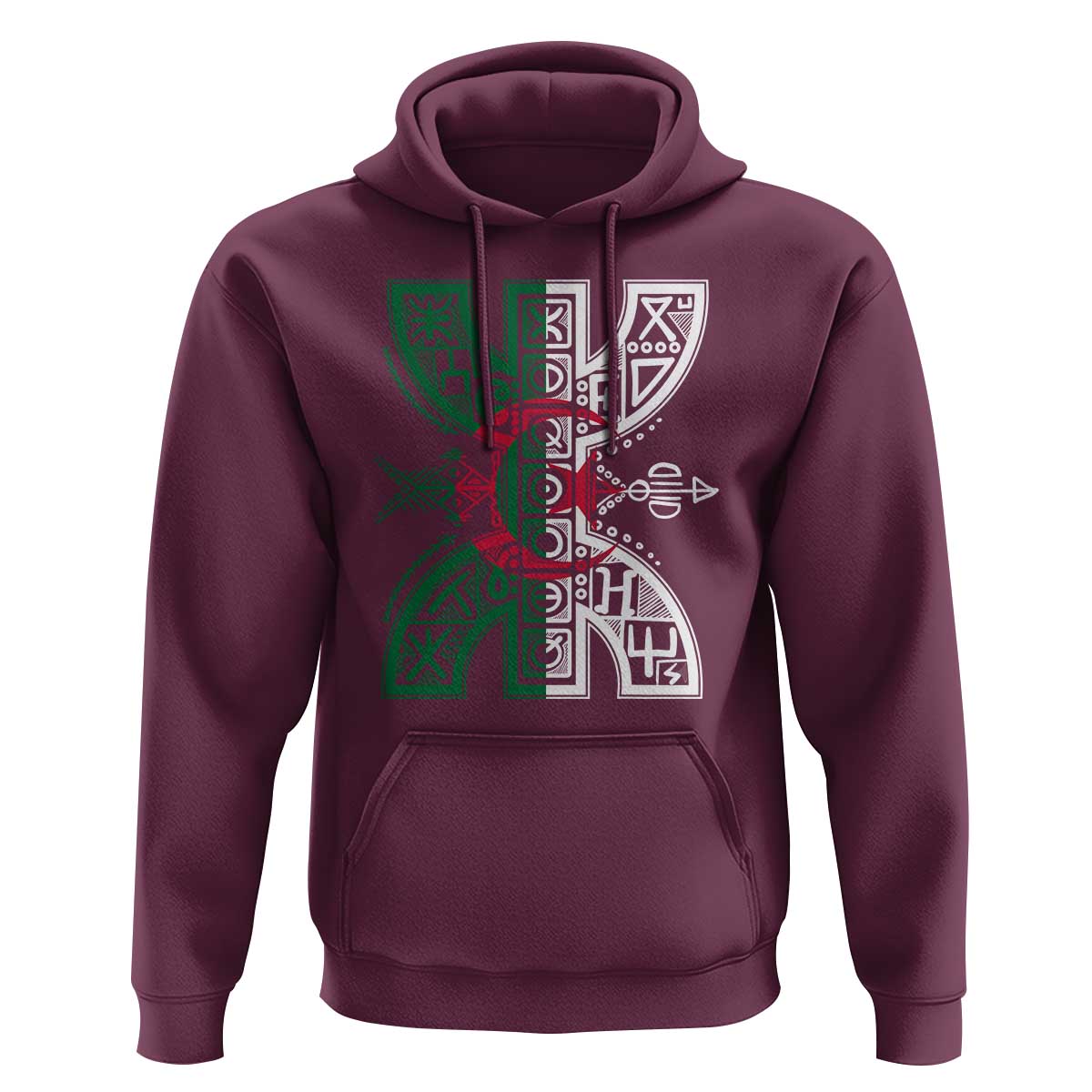 Algeria Amazigh Berber Yaz Symbol Algerian Flag Heritage Graphic Hoodie Traditional North African Tribal Culture Art