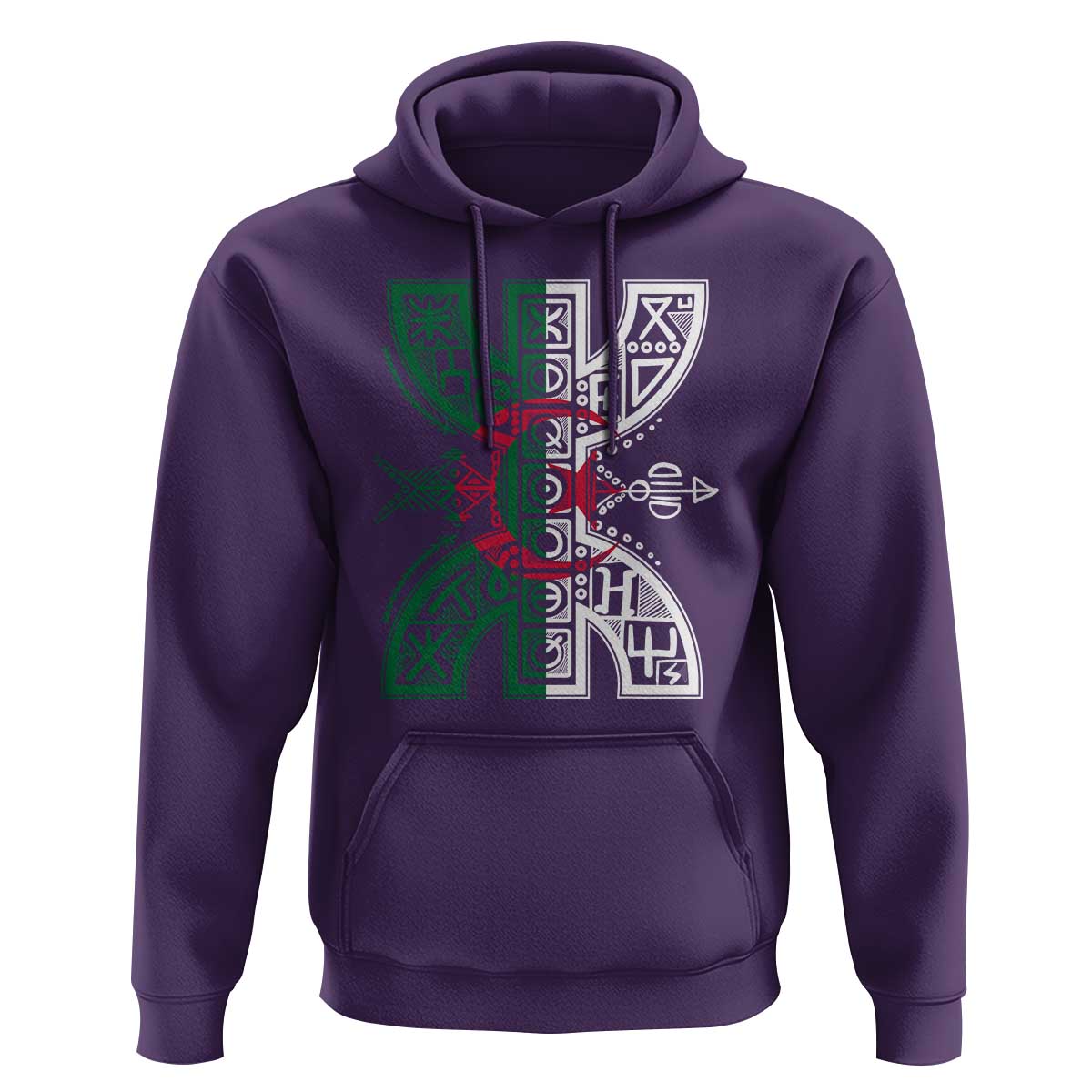 Algeria Amazigh Berber Yaz Symbol Algerian Flag Heritage Graphic Hoodie Traditional North African Tribal Culture Art