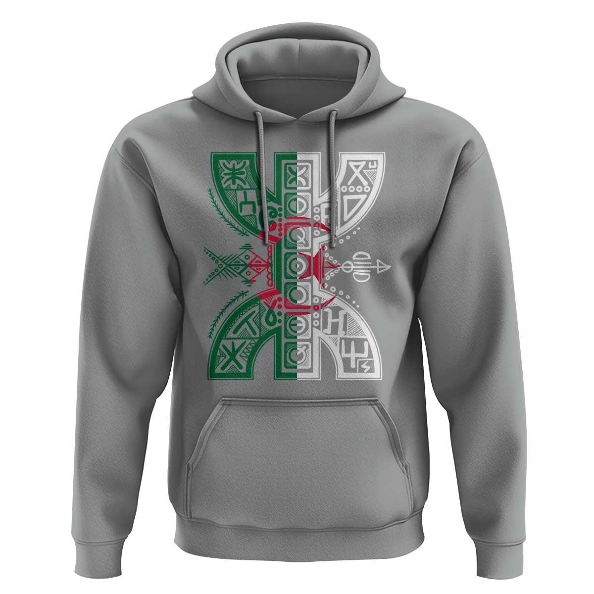 Algeria Amazigh Berber Yaz Symbol Algerian Flag Heritage Graphic Hoodie Traditional North African Tribal Culture Art
