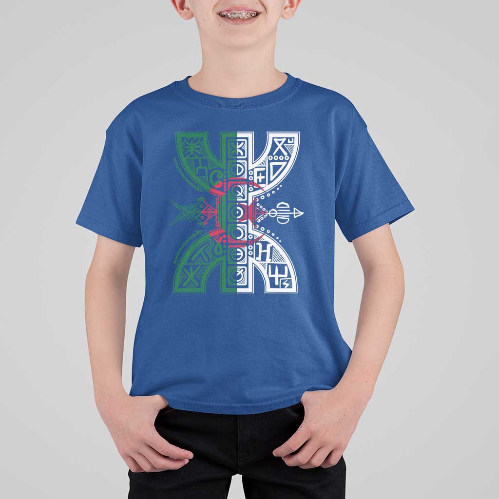Algeria Amazigh Berber Yaz Symbol Algerian Flag Heritage Graphic T Shirt For Kid Traditional North African Tribal Culture Art