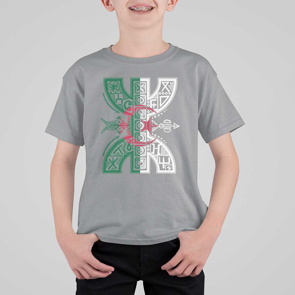Algeria Amazigh Berber Yaz Symbol Algerian Flag Heritage Graphic T Shirt For Kid Traditional North African Tribal Culture Art