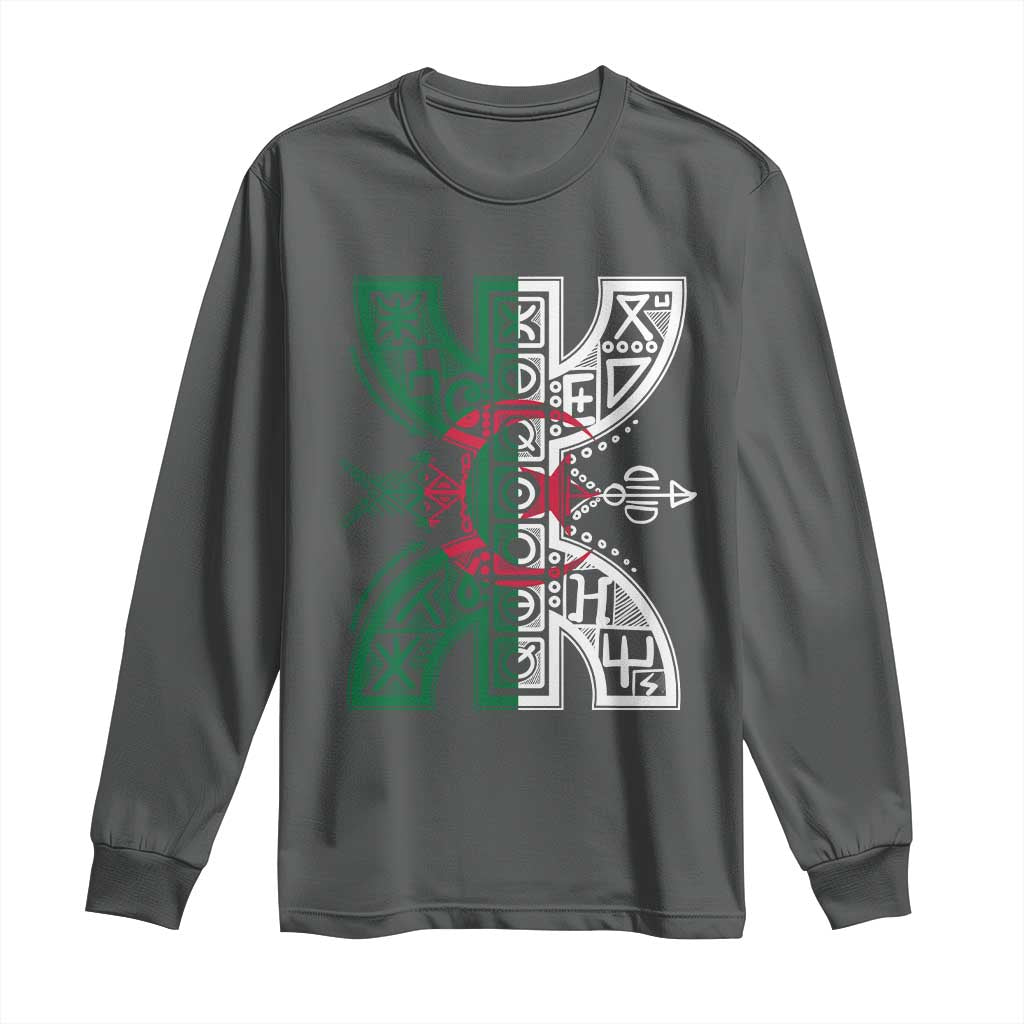Algeria Amazigh Berber Yaz Symbol Algerian Flag Heritage Graphic Long Sleeve Shirt Traditional North African Tribal Culture Art
