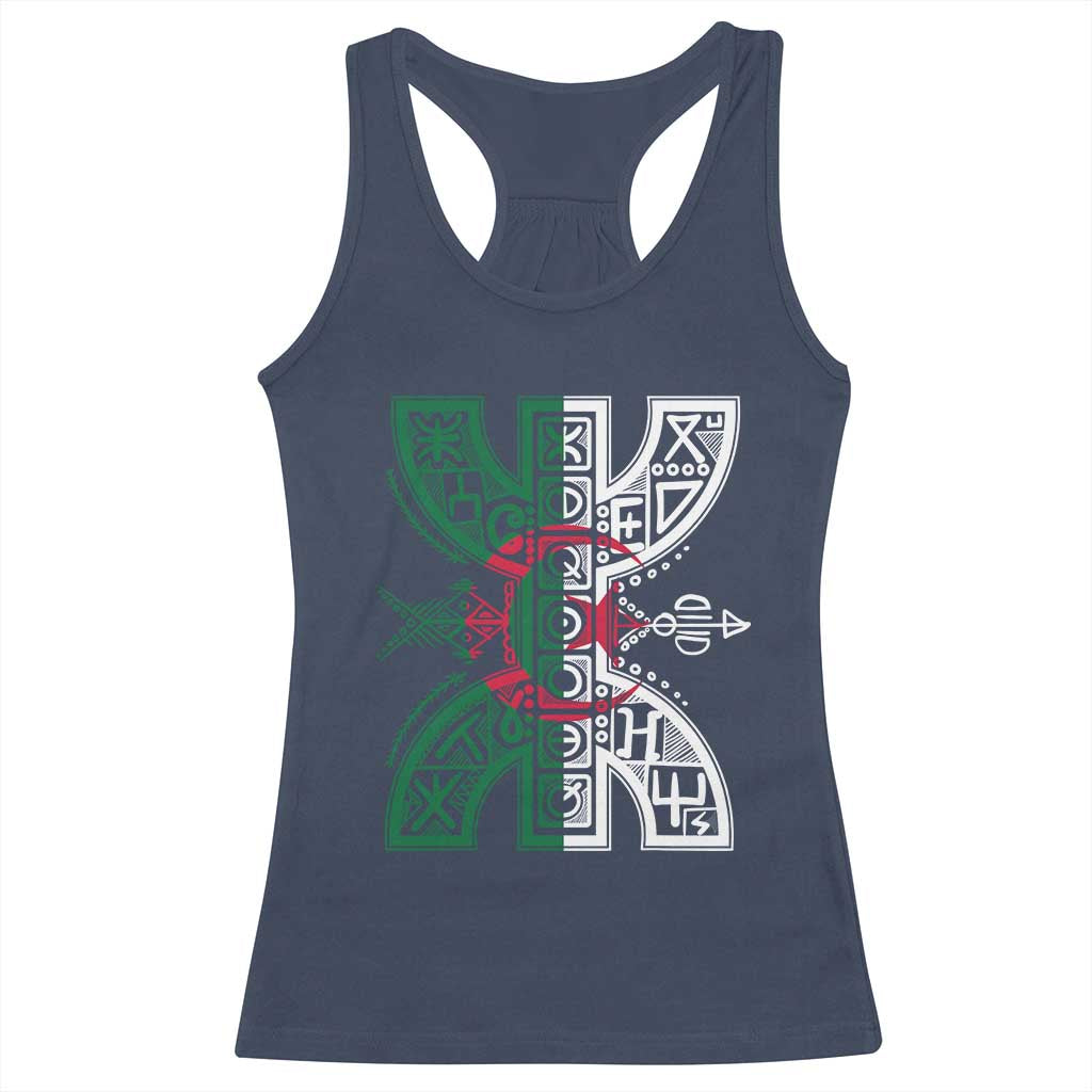 Algeria Amazigh Berber Yaz Symbol Algerian Flag Heritage Graphic Racerback Tank Top Traditional North African Tribal Culture Art