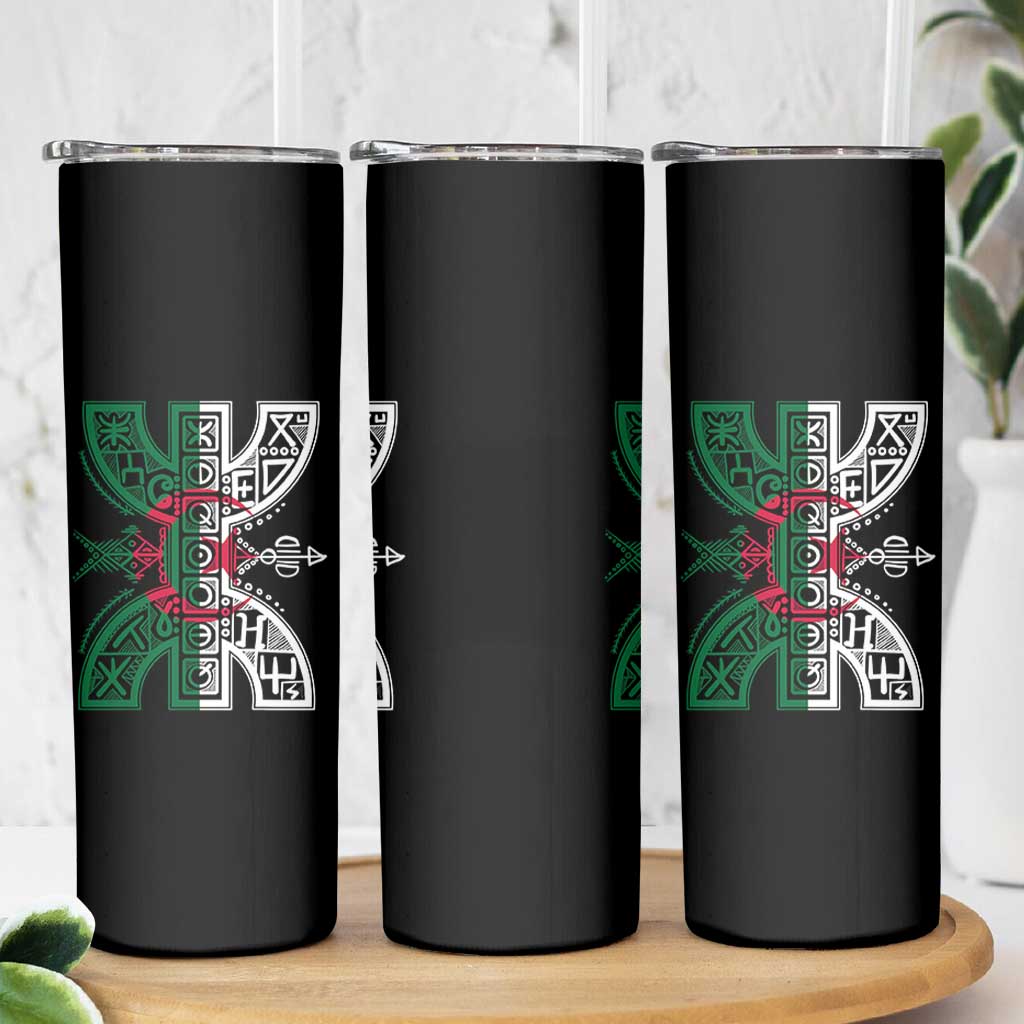 Algeria Amazigh Berber Yaz Symbol Algerian Flag Heritage Graphic Skinny Tumbler Traditional North African Tribal Culture Art