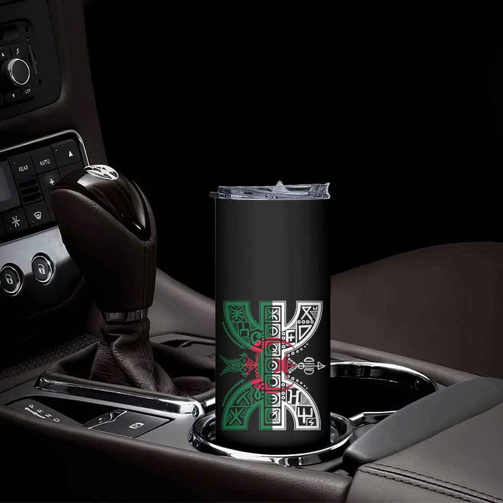 Algeria Amazigh Berber Yaz Symbol Algerian Flag Heritage Graphic Skinny Tumbler Traditional North African Tribal Culture Art