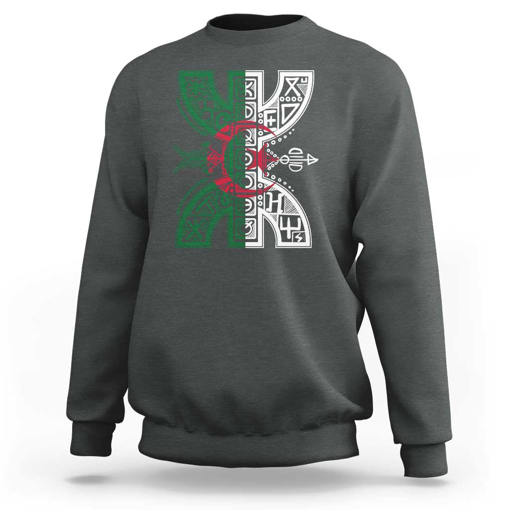 Algeria Amazigh Berber Yaz Symbol Algerian Flag Heritage Graphic Sweatshirt Traditional North African Tribal Culture Art
