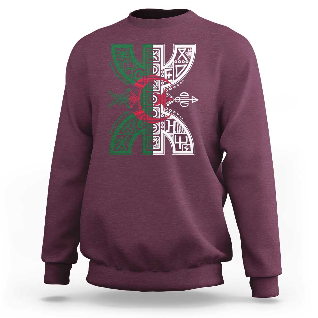 Algeria Amazigh Berber Yaz Symbol Algerian Flag Heritage Graphic Sweatshirt Traditional North African Tribal Culture Art