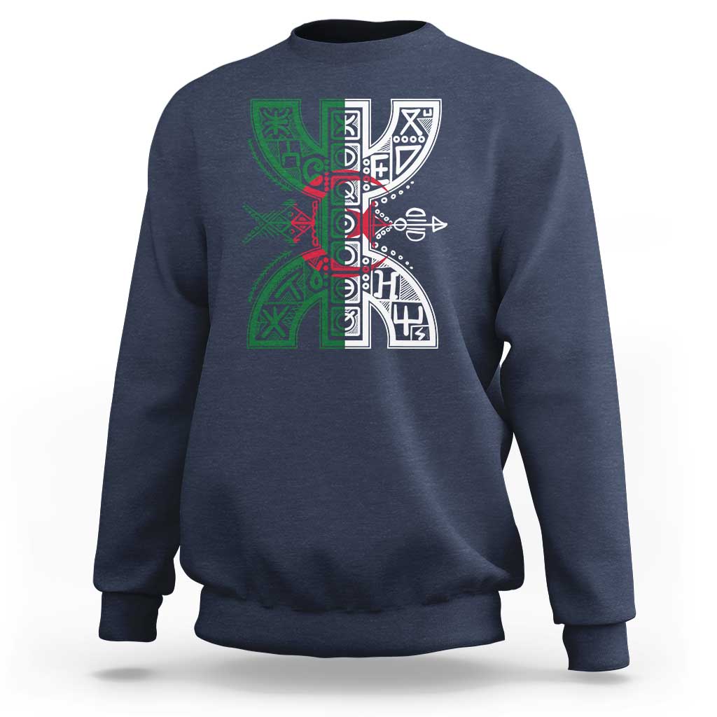 Algeria Amazigh Berber Yaz Symbol Algerian Flag Heritage Graphic Sweatshirt Traditional North African Tribal Culture Art