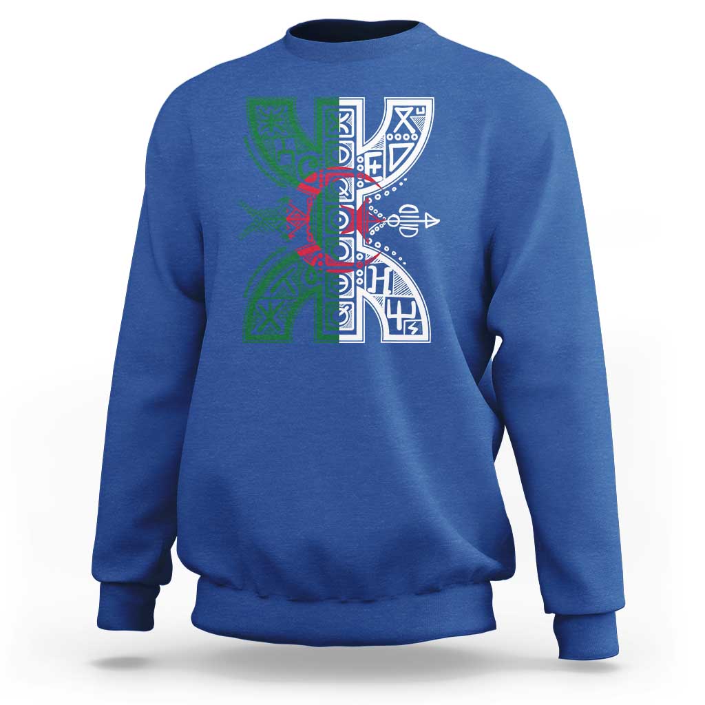 Algeria Amazigh Berber Yaz Symbol Algerian Flag Heritage Graphic Sweatshirt Traditional North African Tribal Culture Art