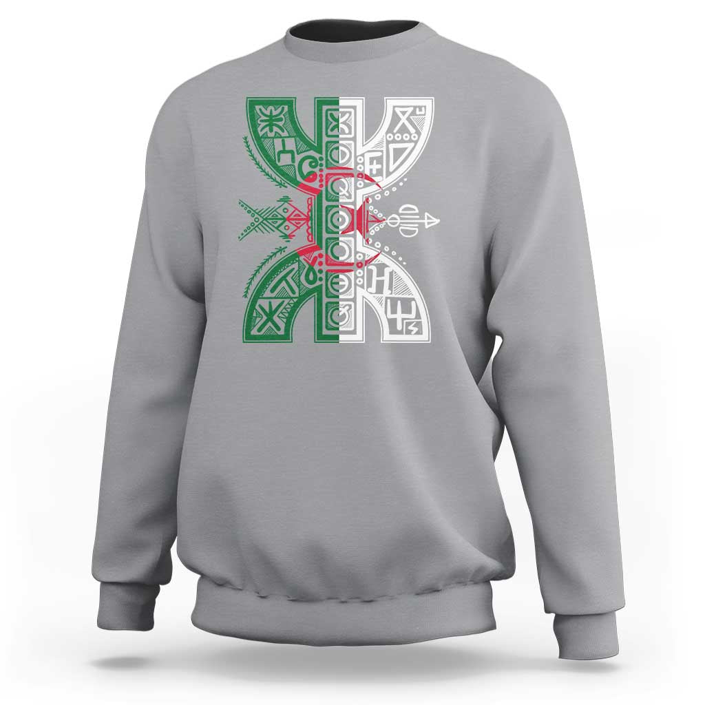 Algeria Amazigh Berber Yaz Symbol Algerian Flag Heritage Graphic Sweatshirt Traditional North African Tribal Culture Art