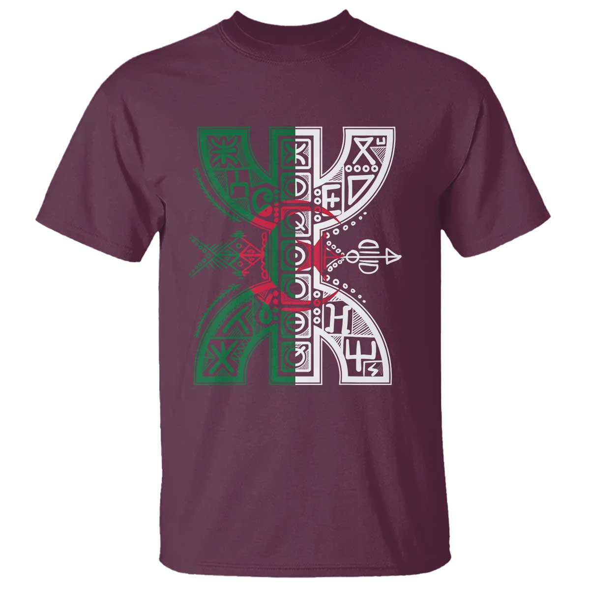 Algeria Amazigh Berber Yaz Symbol Algerian Flag Heritage Graphic T Shirt Traditional North African Tribal Culture Art